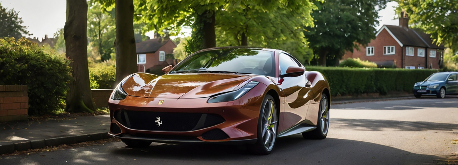 A Sleek Red Ferrari 812 GTS parked on a road with a scenic background